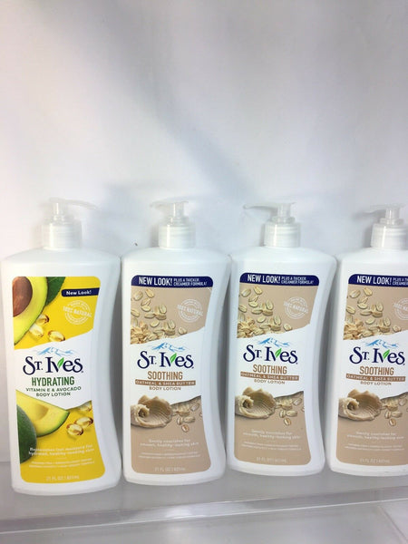 (4) St. Ives Soothing Oatmeal Shea Butter Hydrating Avocado Body Lotion 21oz