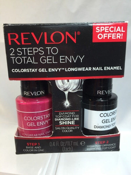 2 Pk Revlon ColorStay Gel Envy Top Coat & Royal Flush 740 Value Packs Step 1 & 2