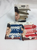 (3) Mia Tony Ties Hair Tie Knotted wrap Ponytail Red Leopard Blue Star Black