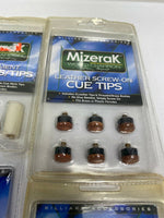 (4) Mizerak 6 Screw-On Billiard Pool Cue Tips Leather & Ferrules