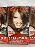 (3) Revlon Colorsilk 51 Light Brown Permanent Hair Dye 3D Color Gel Technology