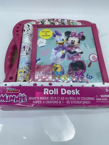 Disney Minnie Portable Roll Paper Art Desk Coloring Sheet 25’ 6 Crayon Stickers
