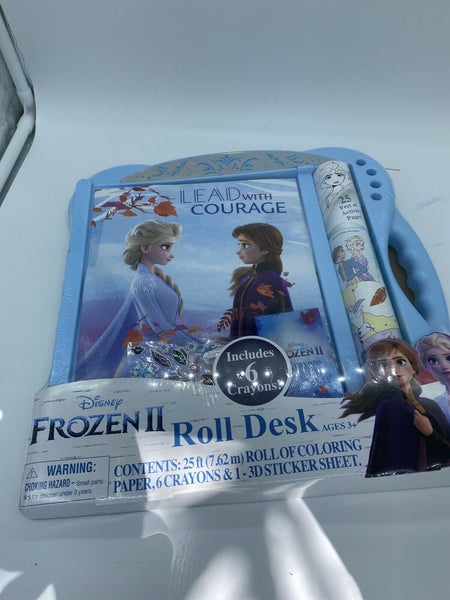 Disney Frozen Portable Roll Paper Art Desk Coloring Sheet 25’ 6 Crayon Stickers
