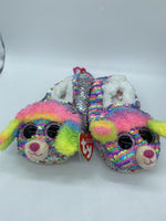 TY BEANIE BOO'S Medium Rainbow  Fashion Slipper Socks Sequin Plush