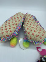 TY BEANIE BOO'S Medium Rainbow  Fashion Slipper Socks Sequin Plush