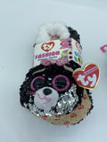 TY BEANIE BOO'S Medium Kiki Kitty Cat Black Fashion Slipper Socks Sequin Plush