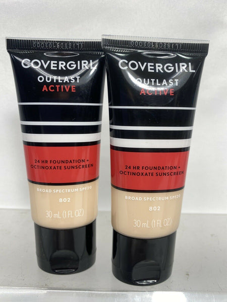(2) Covergirl Classic 802 Golden Ivory  Outlast Active 24 hr All Day Foundation