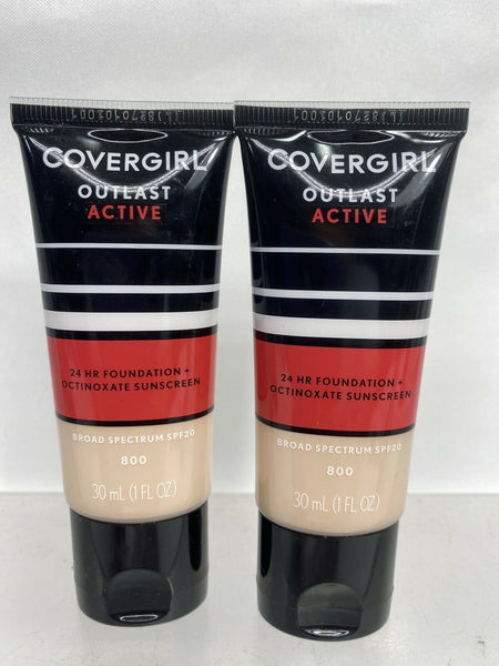 (2) Covergirl 800 Fair  Ivory Outlast Active 24 hr All Day Foundation