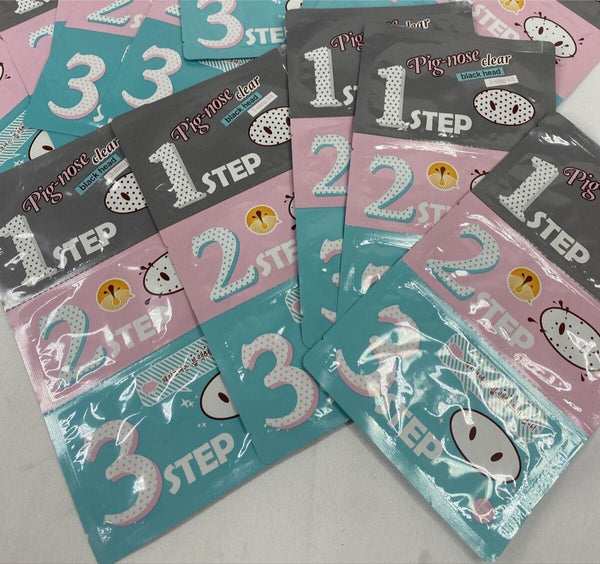 (10) Holika Holika Pig-Clear Black Head 3 Step Kit Nose Mask Face