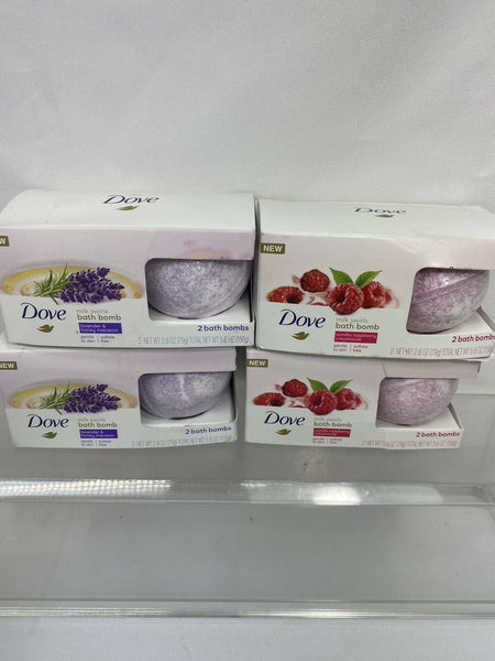 (4) Dove Milk Swirls Bath Bomb Rosewater Lavender Honey Vanilla Raspberry 2 Each