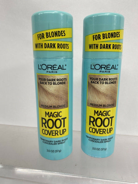 (2) L’Oréal Medium Blonde Magic Root Spray Cover up Rescue Hair Color Dark Gray