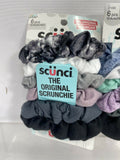 (3) Scunci Original Thick Hair Tie Scrunchies Fabric Black Purple 6 Pack (18ttl)