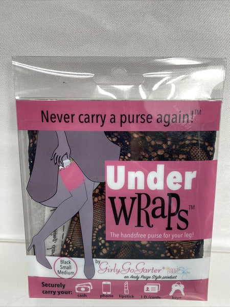 Black UnderWraps Medium - Large Women's Lace Pocket Garter Purse Holder Cards