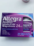 (3) Allegra 24 Hour Allergy Relief 24 Gelcaps Indoor Outdoor 180mg 72 Ttl 11/20