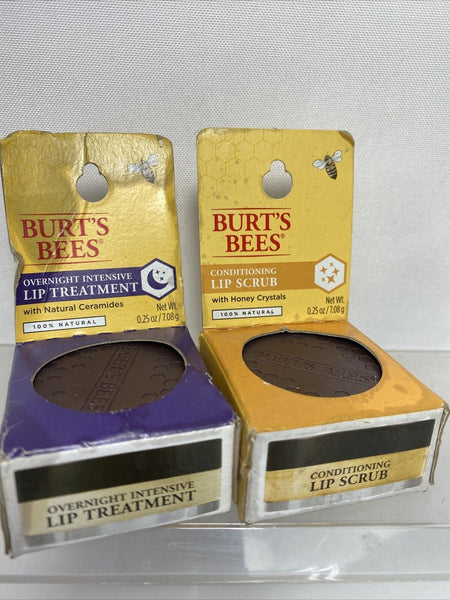 (2) Burt's Bees Conditioning Overnight Intensive Lip Treatment  &Condition Scrub
