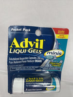 (2) Advil NSAID 200mg Pain Reliever Fever Liquid Gel Mini 8 Capsules Pocket 9/22
