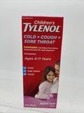 Children's Tylenol Cold Cough Sore Throat Bubblegum 4oz 8/21 COMBINE SHIP