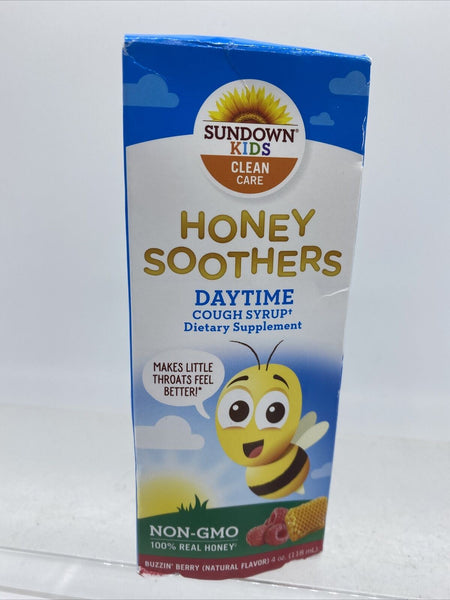 Sundown Kids Honey Soothers Nighttime Cough Syrup Non-GMO Raspberry 4oz.4/21