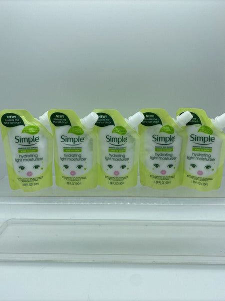 (5) Simple Hydrating Light Moisturizer Squeeze Me Pouches 1.69oz Travel