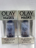 (2) Olay Pore Detox Black Charcoal Clay Face Mask No Mess Stick 1.7 Oz