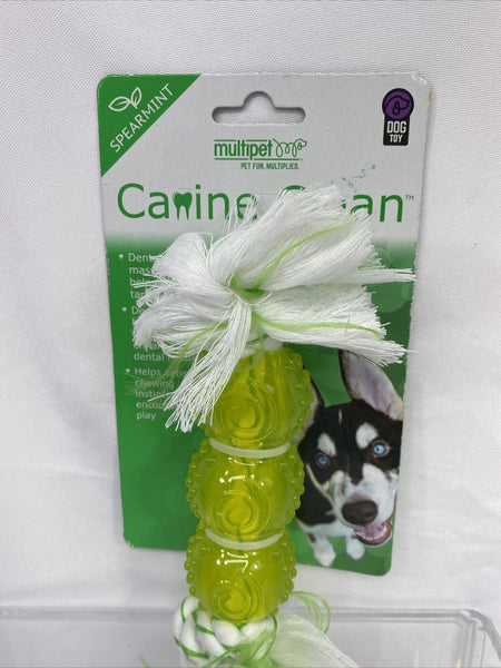 Multipet Canine Clean Rope 3 TPR Balls Spearmint Chew Dogs Toys Tartar Dental