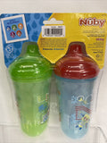 2pk Nuby Trainer Sipeez Easy Sip Fun No Leak Bottle Insulated Blue Green 9oz