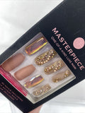 Kiss Masterpiece Luxe Glue Manicure Gel Coffin Nude Rose Gold 30 Nails 82968