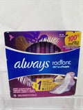 Always Radiant Size 1 Regular Flow 15 Pads Wings Flex foam Clean Scent