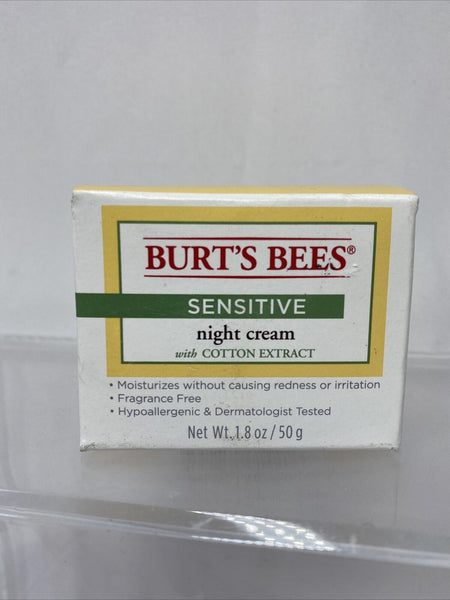 Burt's Bees Sensitive Night Creme Cotton Moisturize  1.8oz COMBINE SHIP