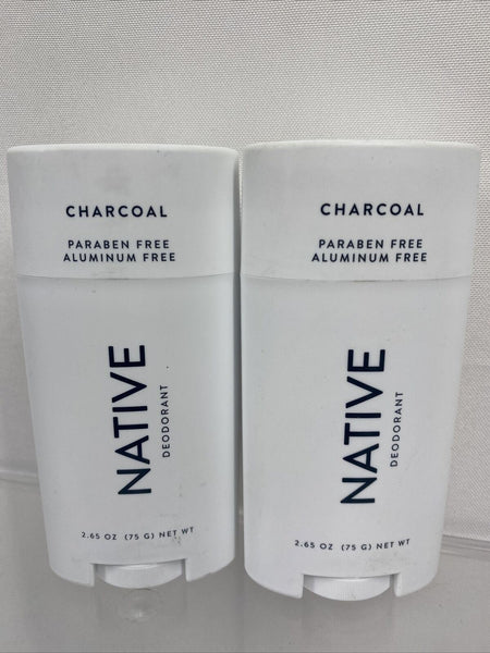 (2) NATIVE Deodorant Natural Charcoal Aluminum Free Paraben Free 2.65 oz