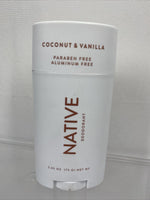 NATIVE Deodorant Natural Coconut Vanilla Aluminum Free Paraben Free 2.65 oz