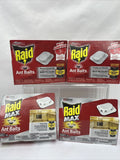 (4) Raid & Max Double Control Ant Baits Kill Colony 4ea Child Resistant 16 Traps