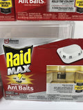 (4) Raid & Max Double Control Ant Baits Kill Colony 4ea Child Resistant 16 Traps