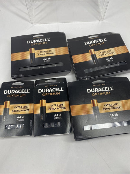 (66) AA Duracell Optimum Extra Life or Power Batteries Sealed 18pk 6pk Alkaline