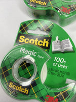 (4) Scotch Magic Tape 1/2 Inch X 800” 3M Original Tape Dispenser BUY MORE & SAVE