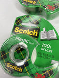 (4) Scotch Magic Tape 1/2 Inch X 800” 3M Original Tape Dispenser BUY MORE & SAVE