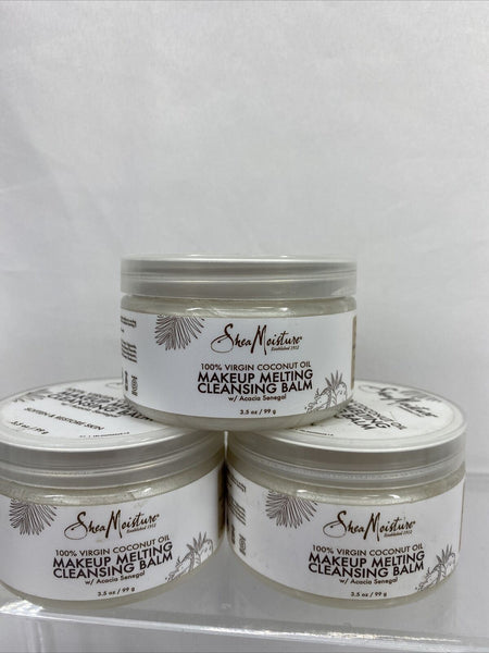 (3) Shea Moisture 100% Virgin Coconut Makeup Melting Cleansing Balm Remover 3.5z
