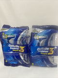 (2) Gillette Sensor3 Simple Men's Disposeable Fixed Razors w/ Lubrastrip 8 count