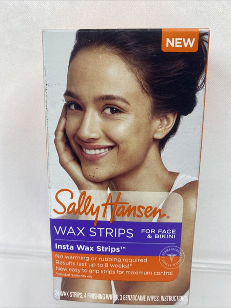 Face Bikini Sally Hansen Hair Remover Insta Wax Strip Ouch Relief 24 Strips