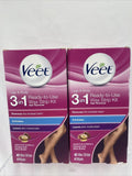 (2) Veet Ready To Use 3 In 1 Hair Remover Wax Strip Kit 40 ct Sensitive