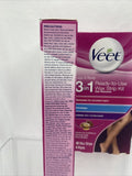 (2) Veet Ready To Use 3 In 1 Hair Remover Wax Strip Kit 40 ct Sensitive