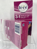 (2) Veet Ready To Use 3 In 1 Hair Remover Wax Strip Kit 40 ct Sensitive