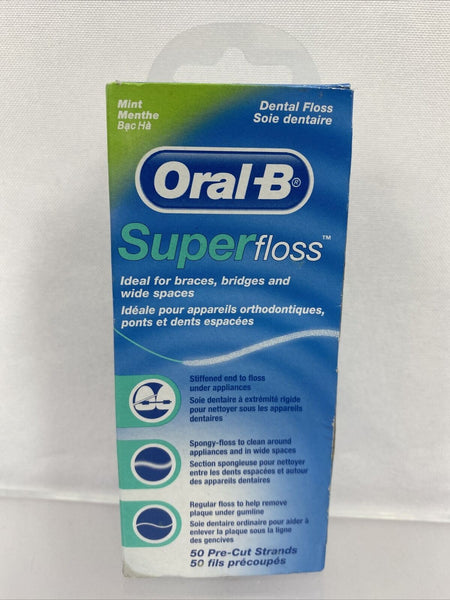 Oral-B Super Floss Mint Dental Floss Pre-Cut Strands 50 Each