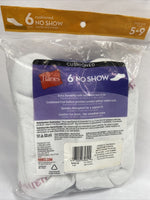 Hanes Womens Cushioned No Show Socks Shoe Size 5-9 Med White 6-Pair