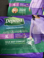 (2) Depend Night Defense Incontinence Overnight Underwear Women XL 12 Count 24tl