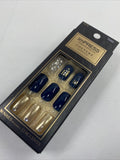 IMPRESS Couture Haute PRESS ON NAILS Medium Shiny Blue Gold Rhinestone 79986