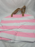 New Victoria’s Secret Pink White Stripe Angels Landed Beach Bag Tote Gym