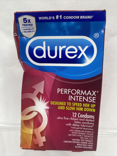 Durex Performax Intense Ultra-Fine, Ribbed and Dotted Condoms 12 Count 1/24