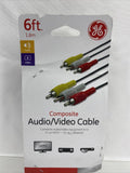 GE Composite Audio Video Cable 6 ft. 1.8 m HDTV DVD Player 33608 rca All Brands