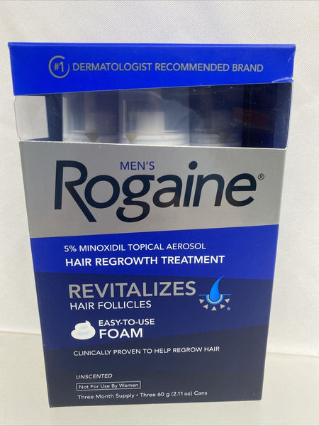 Men's Rogaine 5% Minoxidil Foam for Hair Loss Regrowth Topical 3 months 10/22
